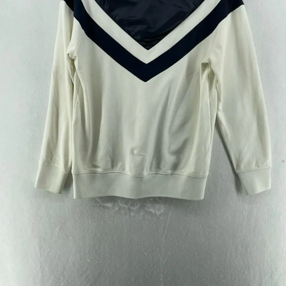 Theory Sweatshirt Women's Sz M White Navy Crew Neck Pullover Long Sleeve Casual - Picture 7 of 12